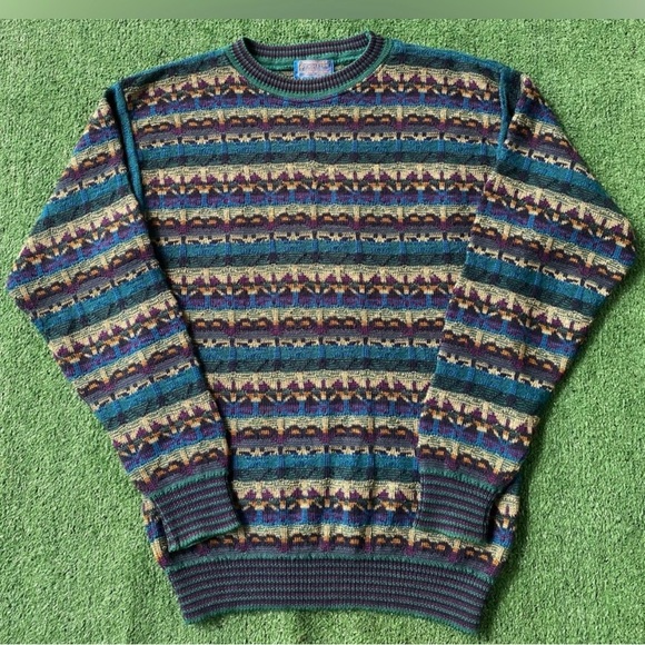 VTG 90s Pendleton Virgin Wool Colorful Patterned Sweater Mens Medium USA Made - Picture 8 of 8